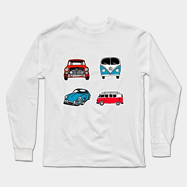 Retro Cars Long Sleeve T-Shirt by Daria Popkova